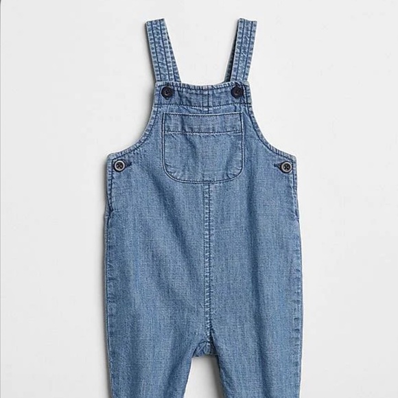 Baby Gap One-piece Denim Overalls lined size 12-18 months EUC - Picture 2 of 8